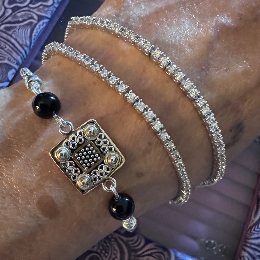 Three Sterling Silver Bracelets Bundle - image 1